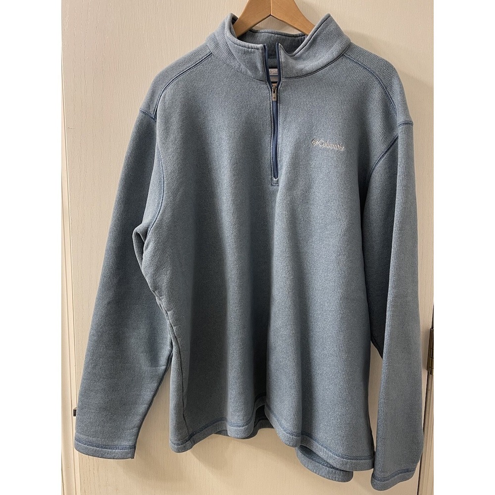 Columbia Men's Cotton Blend Pullover 1/4 Zip Sweater Blue Size XXL